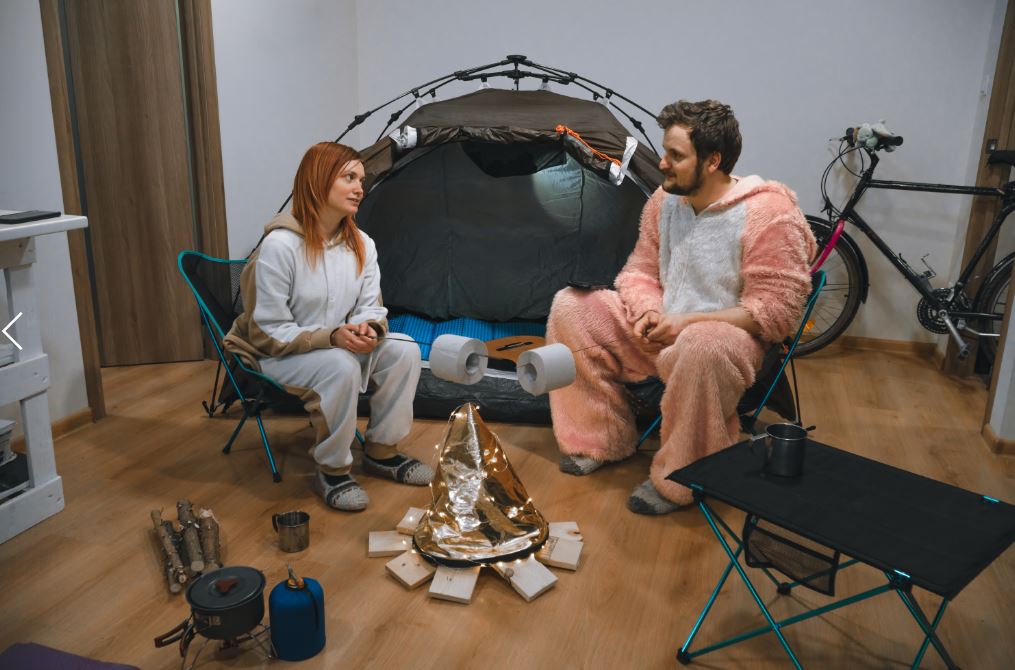 camping inside the house